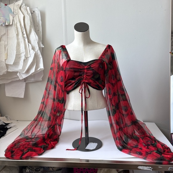 xstravagance designs Tops - Floral Mesh Crop Top